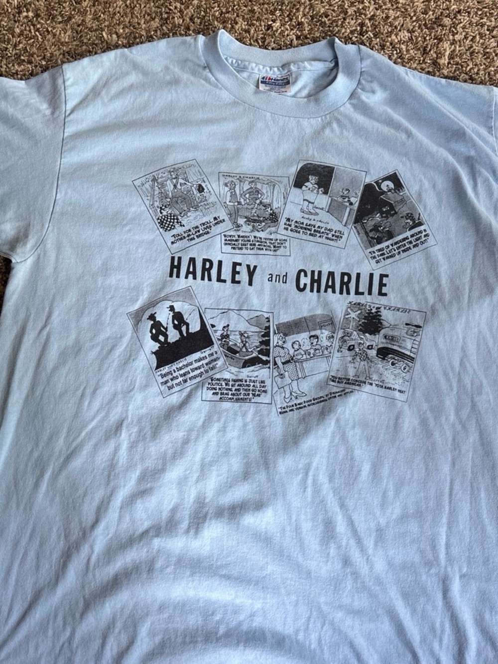 Hanes Light Blue Harley and Charlie Graphic Tee